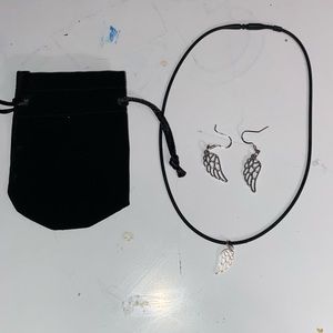 Angel wing choker and earrings